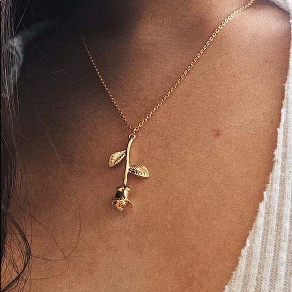 NEW Golden Rose Minimalist Pendent Necklace - Picture 5 of 8